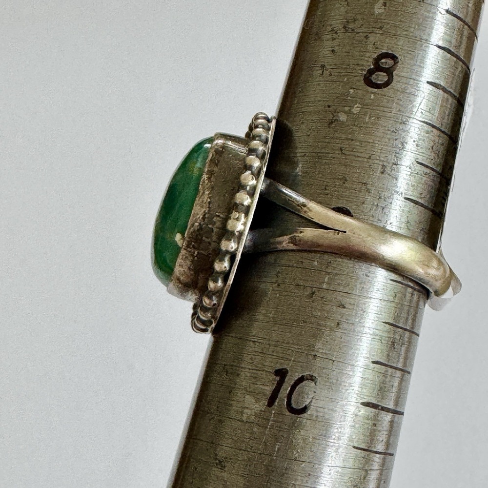 Navajo Sonoran Gold Turquoise Ring Sz 9 Sterling Signed SM Martinez Native Amer - Picture 8 of 9